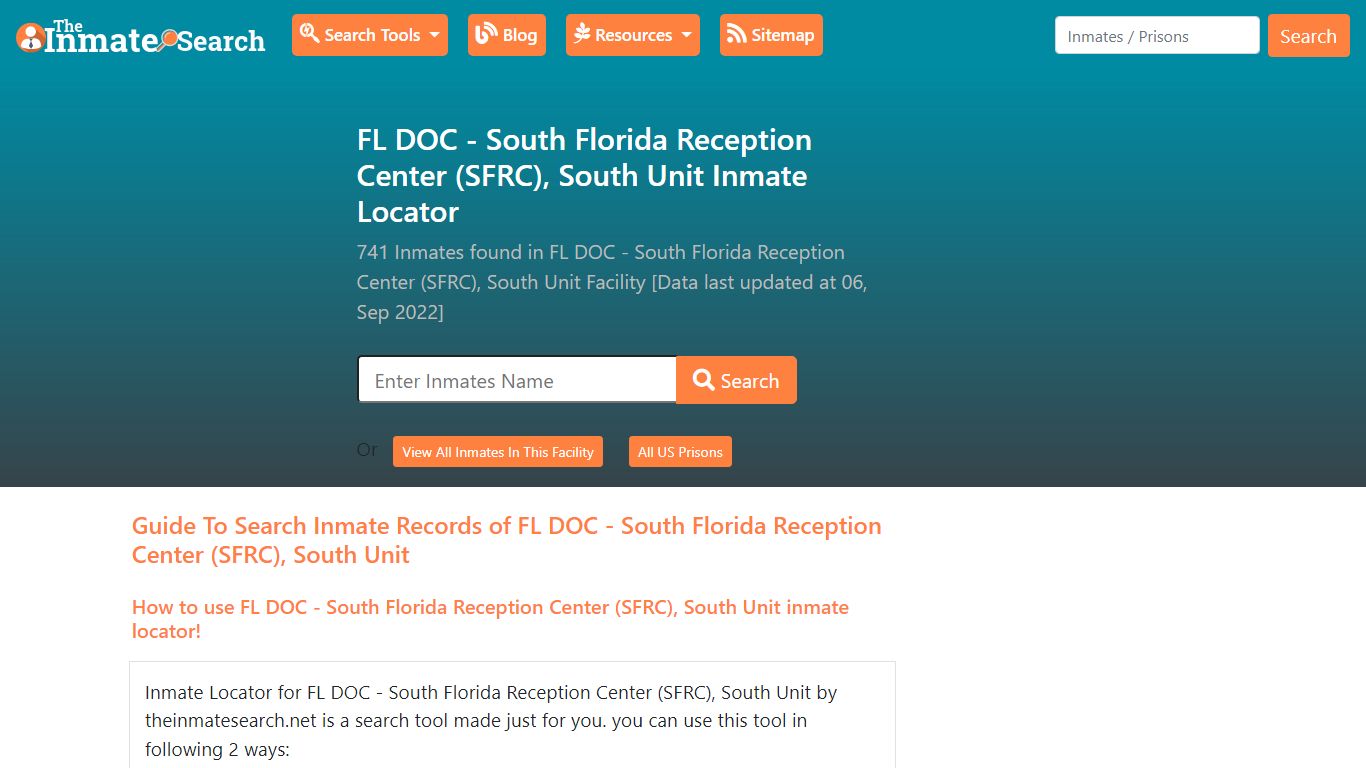 FL DOC - South Florida Reception Center (SFRC), South Unit Inmate ...